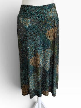 Perseption Concept skirt Peacock color inspired Sz M